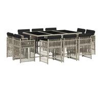 Lumanois Set Pranzo Giardino 11pz con Cuscini Grigio Chiaro Polyrattan,Mobili,Mobili da Giardino,105.1kg-3211031