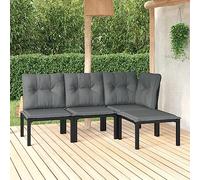 Lumanois Set Salotto da Giardino 4 pz Nero e Grigio in Polyrattan,Mobili,Mobili da Giardino,26.15kg-3187743