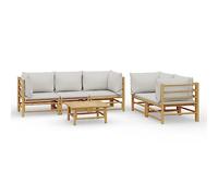 Lumanois Set Salotto da Giardino 6pz con Cuscini Grigio Chiaro bambù, Mobili,Mobili da Giardino,Set da Giardino, 56.2kg-3155090