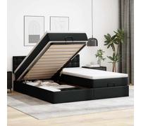 Lumanois Struttura Letto Pouf con Materassi Nero 180x200 cm Similpelle,Mobili,Letti e telai per Letti,125.23kg-3311956