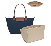 lumanothy Organizer per borse con tasca multipla, in feltro, per Longchamp, polene, borsa per la spesa, beige, L