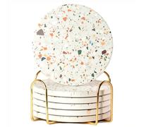 Lumanothy Sottobicchieri per bevande, sottobicchieri assorbenti in ceramica con supporto in metallo per bicchieri, tazze, bar, caffè, casa, ufficio, feste (Motivo a frammenti)