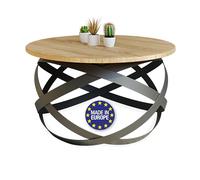 Lumarc Firenze, Tavolino da Salotto in Legno Massello di Rovere e Acciaio, fatto a mano in Europa, Tavolino Laterale, Tavolino da Divano, Nero, Rotondo, Ø65x40 cm