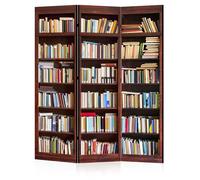 LUMASOUL Paravento Bifacciale in Stile Libreria - Separe Divisorio Interno 3 Pannelli - Divisorio per Ambienti - Divisori per Interni Motivo Bibliotecario - 135x172cm