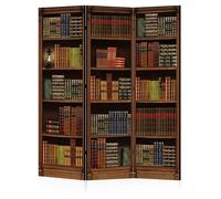 LUMASOUL Paravento Bifacciale in Stile Libreria - Separe Divisorio Interno 3 Pannelli - Divisorio per Ambienti - Divisori per Interni Motivo Retro Bibliotecario - 135x172cm