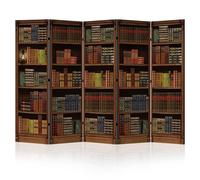 LUMASOUL Paravento Monofacciale in Stile Libreria - Separe Divisorio Interno 5 Pannelli - Divisorio per Ambienti - Divisori per Interni Motivo Retro Bibliotecario - 225x172cm