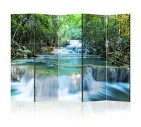 LUMASOUL Paravento Separé 5 Pannelli Monofacciale Cascata 225x172 cm | Paravento da Interno, Divisorio per Ambienti Pieghevole Autoportante, Stampa su un Lato, Decorativo per Soggiorno e Camera