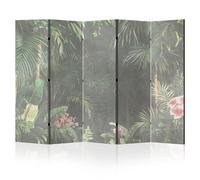 LUMASOUL Separe Divisorio Interno Bifacciale - Paravento da Interno 5 Pannelli Divisorio per Ambienti - Divisori per Interni con Motivo Jungle - 225x172 cm