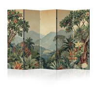 LUMASOUL Separe Divisorio Interno Bifacciale - Paravento da Interno 5 Pannelli Divisorio per Ambienti - Divisori per Interni con Motivo Jungle - 225x172 cm