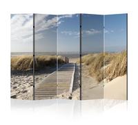 LUMASOUL Separe Divisorio Interno Monofacciale - Paravento da Interno 5 Pannelli Divisorio per Ambienti - Divisori per Interni con Motivo Plage - 225x172 cm