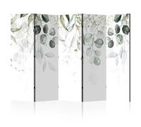 LUMASOUL Separe Divisorio Interno Monofacciale - Paravento da Interno 5 Pannelli Divisorio per Ambienti - Divisori per Interni con Motivo Eucalipto - 225x172 cm