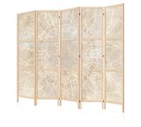 LUMASOUL Separe Divisorio Shoji Interno Monofacciale - Paravento da Interno Stile Giapponese - Divisorio per Ambienti 5 Pannelli - Divisori per Interni Motivo Sfondi e Motivi - 225x172 cm