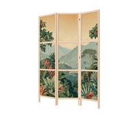 LUMASOUL Separe Divisorio Shoji Interno Monofacciale - Paravento da Interno Stile Giapponese - Divisorio per Ambienti 3 Pannelli - Divisori per Interni Motivo Paesaggio - 135x172 cm