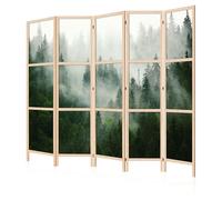 LUMASOUL Separe Divisorio Shoji Interno Monofacciale - Paravento da Interno Stile Giapponese - Divisorio per Ambienti 5 Pannelli - Divisori per Interni Motivo Foreste - 225x172 cm