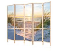 LUMASOUL Separe Divisorio Shoji Interno Monofacciale - Paravento da Interno Stile Giapponese - Divisorio per Ambienti 5 Pannelli - Divisori per Interni Motivo Paesaggio - 225x172 cm