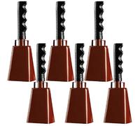 LumaTide - Campanaccio in acciaio, 22,9 cm, 6 pezzi, strumento a percussione manuale con manico lungo per eventi sportivi, squillo forte a calcio, hockey, partite di baseball e lauree (giallo-marrone)