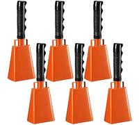 LumaTide - Campanaccio in acciaio, confezione da 6 pezzi, strumento a percussione manuale con manico lungo per eventi sportivi, squillo forte a calcio, hockey, partite di baseball e lauree (arancione)