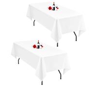 Lumaycens Confezione da 2 tovaglie bianche da 60 x 102 pollici, tovaglie rettangolari in poliestere bianco, tovaglie in tessuto per tavolo da 6 piedi, tovaglie bianche lavabili rettangolari per banche