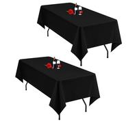 Lumaycens Confezione da 2 tovaglie nere rettangolari in poliestere, 152 x 250 cm, per tavoli da 1,8 m, lavabili e nere, rettangolari per feste di nozze e banchetti