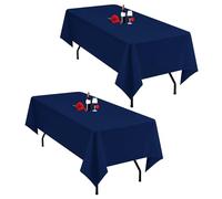 Lumaycens Confezione da 2 tovaglie rettangolari in poliestere blu navy, 152 x 250 cm, per tavoli da 1,8 m, lavabili e rettangolari, per feste di nozze e banchetti