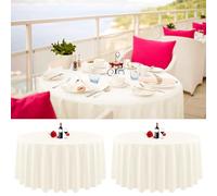 Lumaycens Confezione da 2 tovaglie rotonde color avorio, 228 cm, resistenti alle pieghe, lavabili, in tessuto di poliestere, per matrimoni, feste, ristoranti, buffet