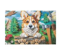 Lumberjack Corgi Dog Rompicapo 1000 Pezzi Per Nonni E Nipoti Wildlife Cartone Rigido Esercizio Mentale Per Serate in Famiglia Da Passatempo Con Poster Incluso 1000 PCS