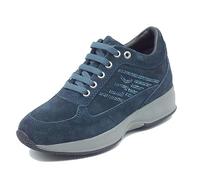 Lumberjack Raul SW01305 Navy Blue Sneakers per Donna in Nabuk con Zeppa bombata e Strass (Taglia 36)