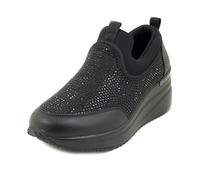 Lumberjack Sneakers Donna in Tessuto Nero con Strass, Zeppa Media, Sottopiede Estraibile 7605