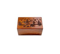 Lumberkart Urne funebri e funerali per adulti, realizzate a mano, grandi scatole in legno per ceneri umane, urna con incisione foresta (Medium 180Cu)