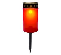 Lume funerale a LED a energia solare, per cimitero, luci rituali, con effetto tremolante realistico, per esterni, impermeabile, per decorazioni festive (rosso, con 1 spina di terra)