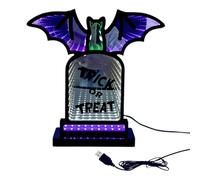 Lume Notturno Pipistrello Halloween, Lampada A Specchio Con Lapide E Pipistrelli Con Supporto, Decorazione Illuminazione Alimentazione USB per Casa Giardino Interno Esterno Feste Raduni Famiglia