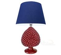 Lume Pigna ceramica di Caltagirone Lampada da tavolo bordeaux blu per appoggio