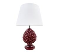 Lume Pigna in ceramica Caltagirone Lampada da tavolo bordò lucida made in Italy