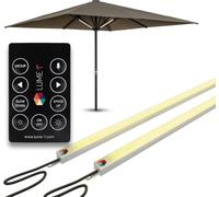 Lume1 - Illuminazione per ombrellone con telecomando, 2 strisce LED, luce bianca calda da 1000 lumen, 2700 Kelvin, illuminazione piacevole, batteria inclusa (Smart Set da 2 pezzi, modello 2026)