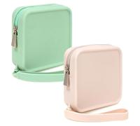 Lumeclat 2 Pz Portamonete in Silicone - Mini Portafoglio, Tasca Porta Treats Portatile, Quadrato, con Cerniera Liscia, Piccola Beauty Case, per Carte, cuffie, Chiavi e Rossetto (Beige, Verde)