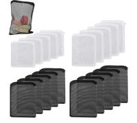 Lumeclat 20 Sacchetti Filtranti per Acquario, Borse per Media Filtranti Riutilizzabili con Coulisse, Alta Portata, Maglia Fine, Adatti per Acquari, Laghetti e Giardini d'Acqua, 4 Misure(Nero e Bianco)