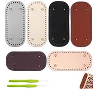 Lumeclat Kit di 6 basi per borse in pelle PU per uncinetto, con due uncinetti, 22x10 cm, versatile per borse a tracolla e maglia, robusto ed elegante, ideale per progetti fai-da-te (Colori Misti)