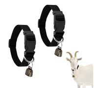 Lumeclat Set di 2 Collari per Capre con Campanelli, Collari in Nylon Regolabili per Pecore, Campanacci Anti-Perdita per Piccoli Animali da Fattoria come Capre, Mucche, Fibbia a Sgancio Rapido (Nero)
