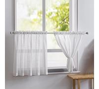 Lumeclat Set di 2 Tendine Corte Semi-trasparenti, 63.5X93.5cm, Bistrot Bianche, Decorazione Tenda, Tende in stile country, Effetto Lino per Cucina, bagno e Soggiorno,Stile Country,Per Finestre Piccole