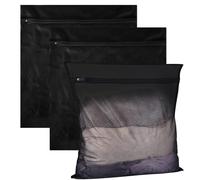 Lumeclat Set di 3 Sacchi per Bucato Grandi con Cerniera, 50x60cm, Rete Lavabile Riutilizzabile, Sacca per Lavanderia da Viaggio, Lavabile, per Coperte in Pile,Intimo,Biancheria da Letto,Collegio(Nero)