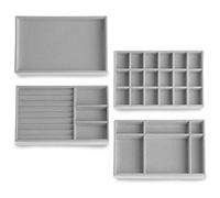 Lumeiy Set di 4 vassoi per gioielli, set di organizer rimovibili, per orecchini, collane/bracciali/anelli