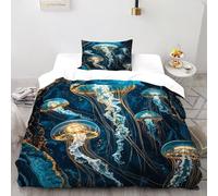 LumeNest Copripiumino Medusa blu Stampa Grafica 3D Animal Theme Set Di Biancheria Da Letto in Microfibra Per Bambini Single（135x200cm）