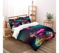 LumeNest Dazzling Guitar Set Copripiumino 3 Pezzi Con Stampa 3D Music Themes Copripiumino Con 2 Federe Con Federe in Microfibra Ultra Morbida Super King(260x220cm)