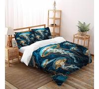 LumeNest Medusa blu Set Copripiumino 3 Pezzi Con Stampa 3D Animal Theme Copripiumino Con 2 Federe Con Federe in Microfibra Ultra Morbida Super King（260x220cm）