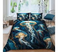 LumeNest Medusa blu Set Di Biancheria Da Letto 3 Pezzi Con Stampa 3D Animal Theme Incluso Copripiumino Con 2 Federe in Microfibra Morbida E Leggera King（220x240cm）