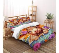 LumeNest Vasca da bagno di mucca Set Copripiumino 3 Pezzi Con Stampa 3D Animal Themes Wildlife Copripiumino Con 2 Federe Con Federe in Microfibra Ultra Morbida Super King（260x220cm）