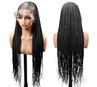 lumeng Parrucche intrecciate con treccia frontale in pizzo HD 13 x 6 per donne parrucche intrecciate senza nodi 81,3 cm parrucca treccia con capelli sintetici di alta qualità dall'aspetto naturale