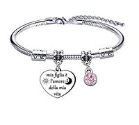 Lumengqi Figlia Bracciale Regali per la figlia Regali d'amore con ciondolo in cristallo Famiglia Braccialetto Donna ''mia figlia è l'amore della mia vita''