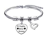 Lumengqi Regali della Nonna Bracelet Donna Nonno Ti Voglio Bene Cuore Ciondolo Inciso Regalo di Compleanno Famiglia