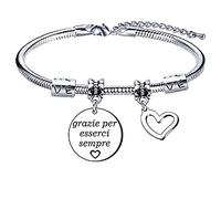 Lumengqi Regalo di Natale Bracciale Regalo Amica Bracciale Amica Regali per la Moglie Fidanzata Sorella Compagno di Classe Amica Braccialetti Amicizia Ciondolo Grazie per esserci sempre Regali Laurea
